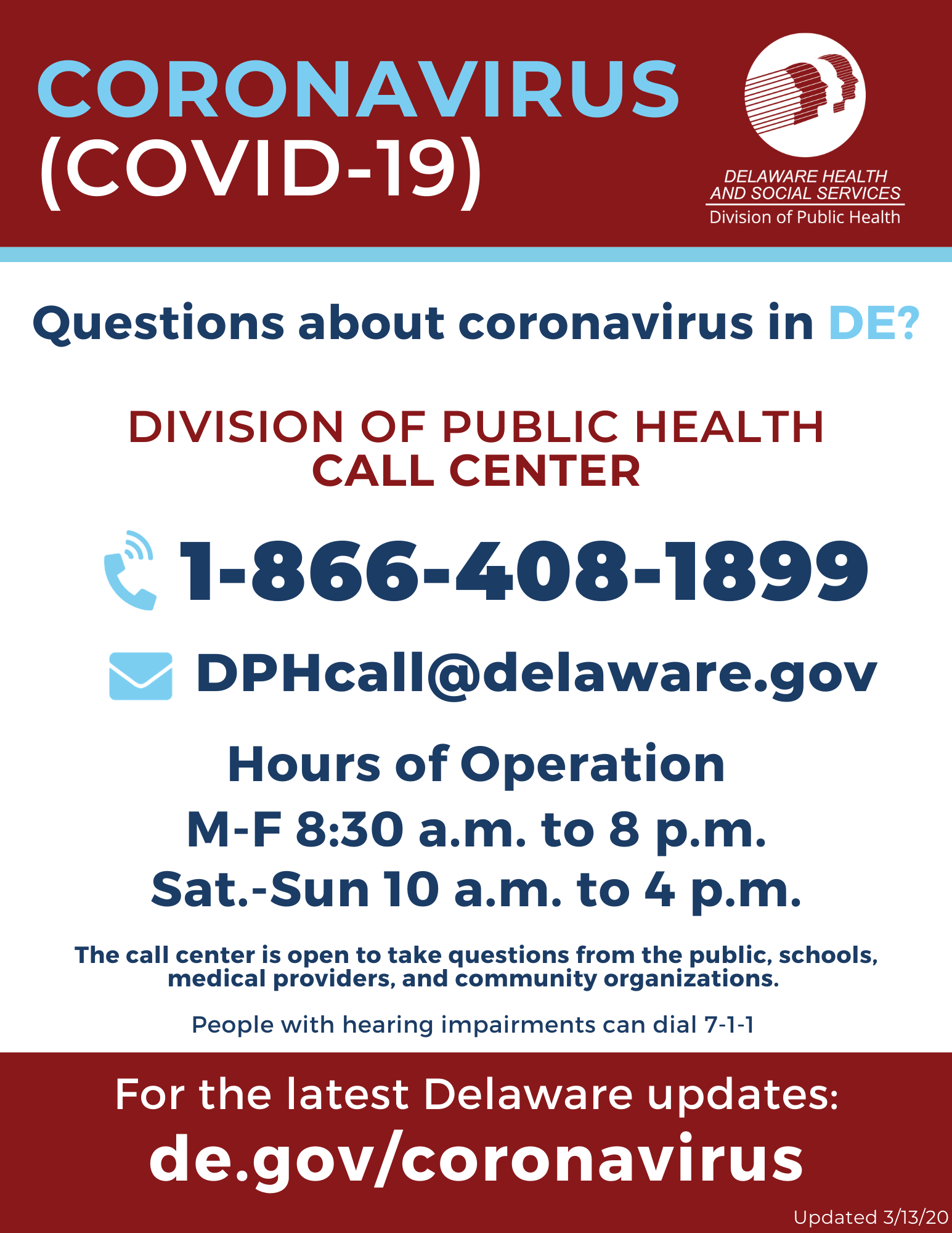 Coronavirus DHSS Call Center